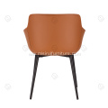 Brown faux leather injection mold foam dining chairs
